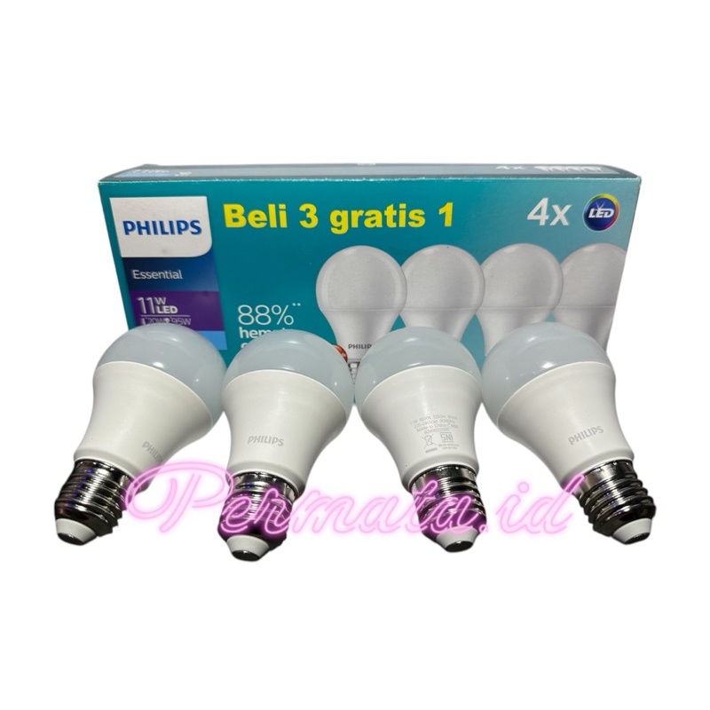 Philips LED Essential / Beli 3 Gratis 1 / PUTIH 6500K