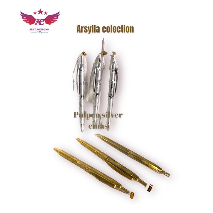 

Souvenir pernikahan isi 100 pcs pulpen emas silver plastik Stationery Kode 1057
