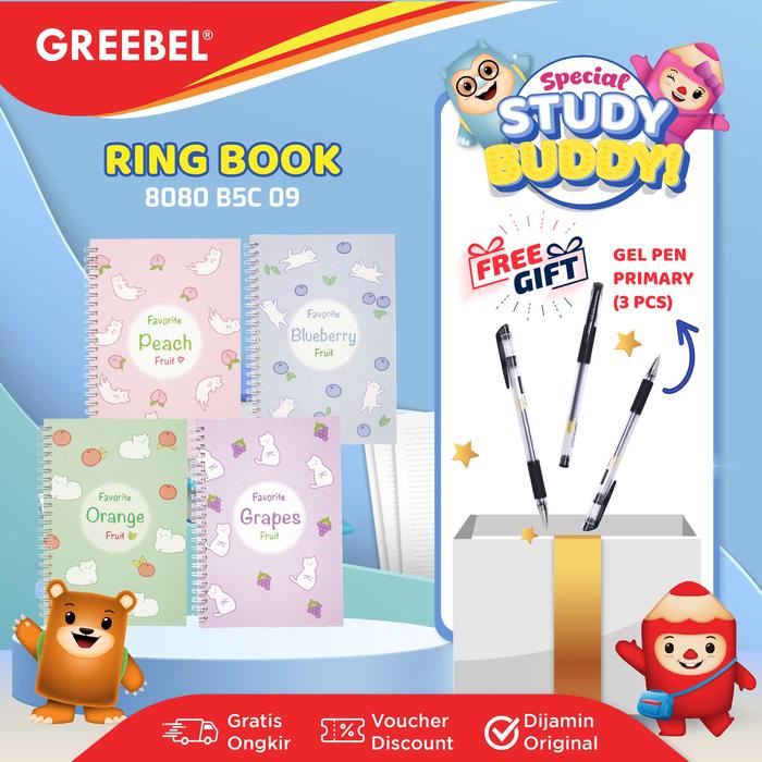 GREEBEL Ring Book / Buku Tulis / Agenda / Buku Catatan Spiral Note Book / Ring Book 8080 B5C 09