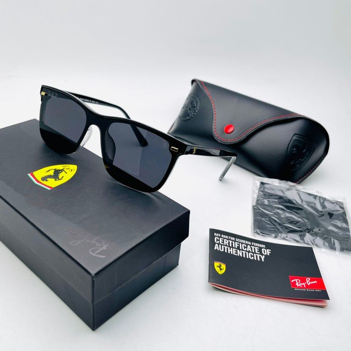 Terlaris New Kacamata Sangglass Hitam Rayban006 Edition Ferrari 7720 Polarized + Uv400 Antiradiasi /