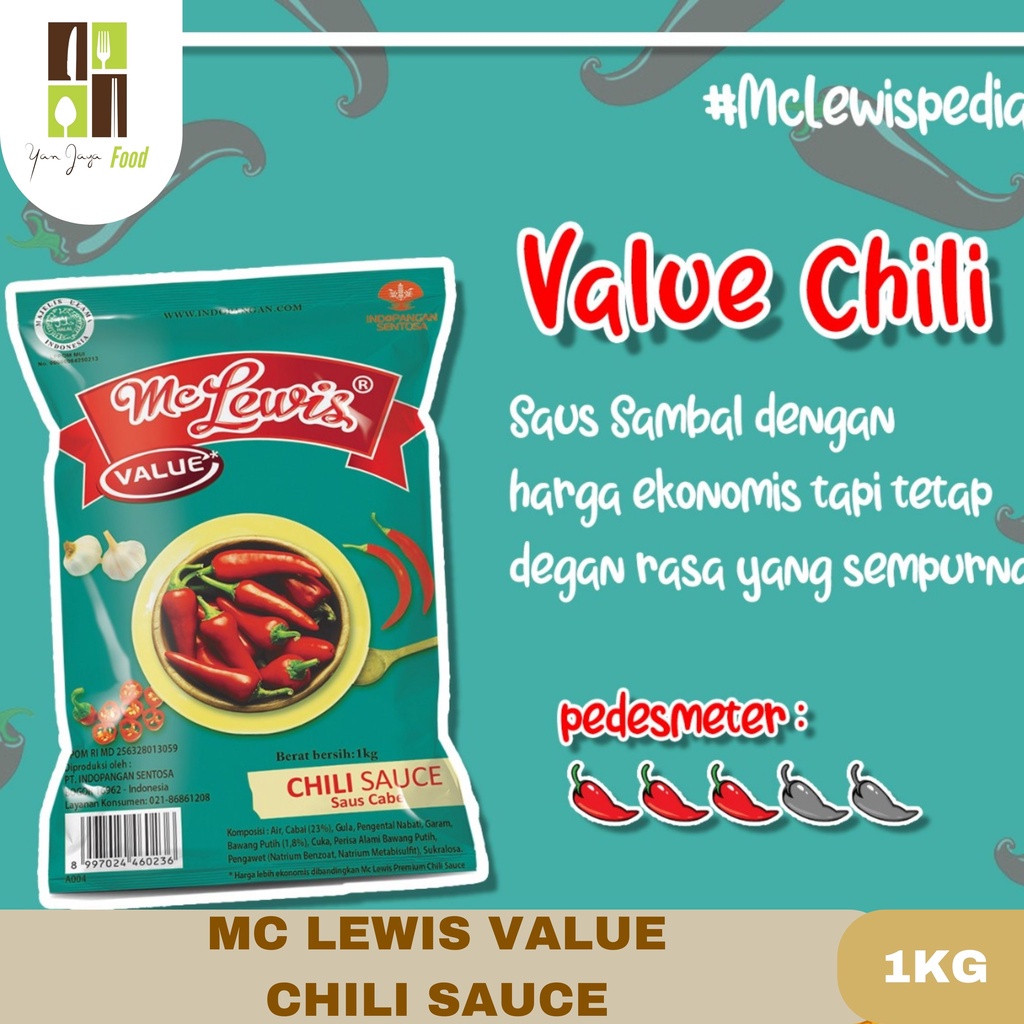 

HJE MC Lewis Chili Sauce/Saus Cabe/Tomato Sauce/Saus Tomat/Extra Hot 1 kg