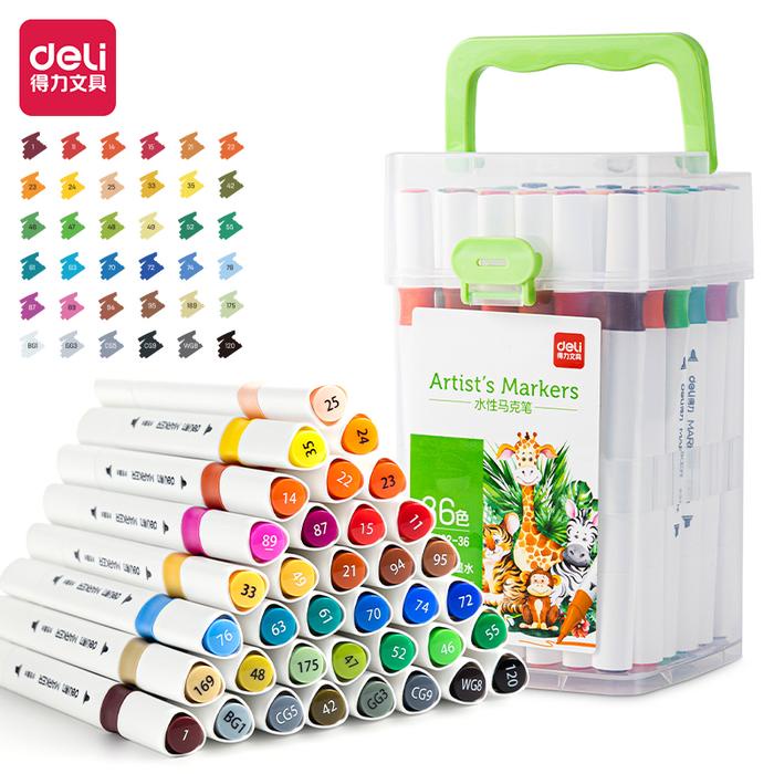 

Deli Spidol Sketsa / Sketch Marker 12 64 Warna Dual Tip Non Toxic HM102 Alat Plastik Stationery