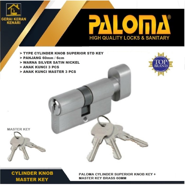 PALOMA KUNCI CYLINDER KNOB MASTER KEY SET 60MM