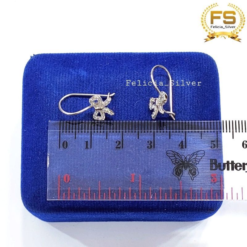 Anting Perak Asli Silver 925 Lapis Emas Putih Anting Pita - Perhiasan Perak Wanita