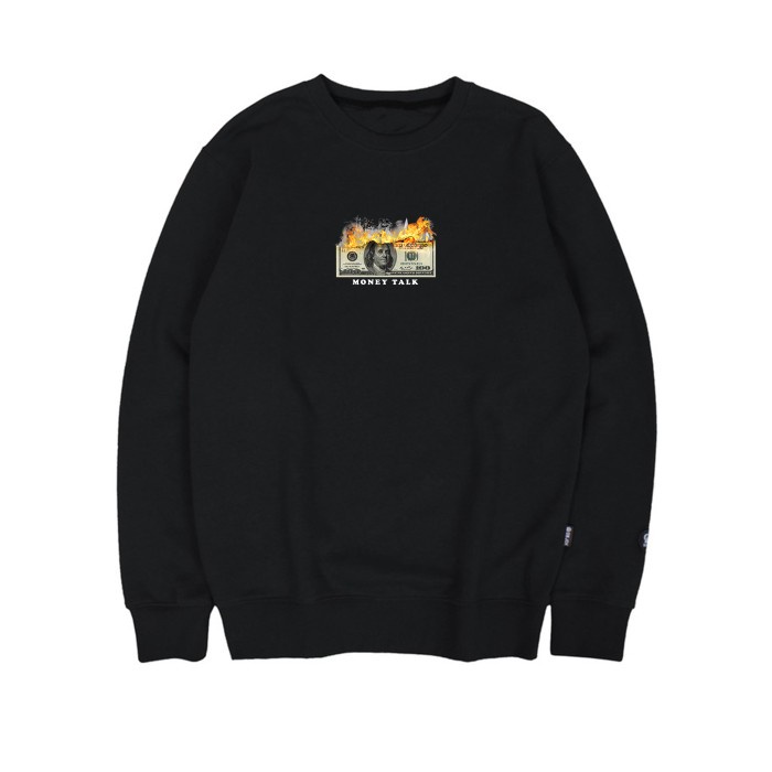 SWEATER CREWNECK MONEY TALK FLEECE BLACK