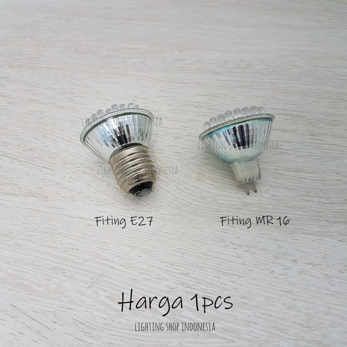Lampu Halogen Led 3Watt 48 Mata Biru Merah Hijau Warm Fiting E27 Mr16