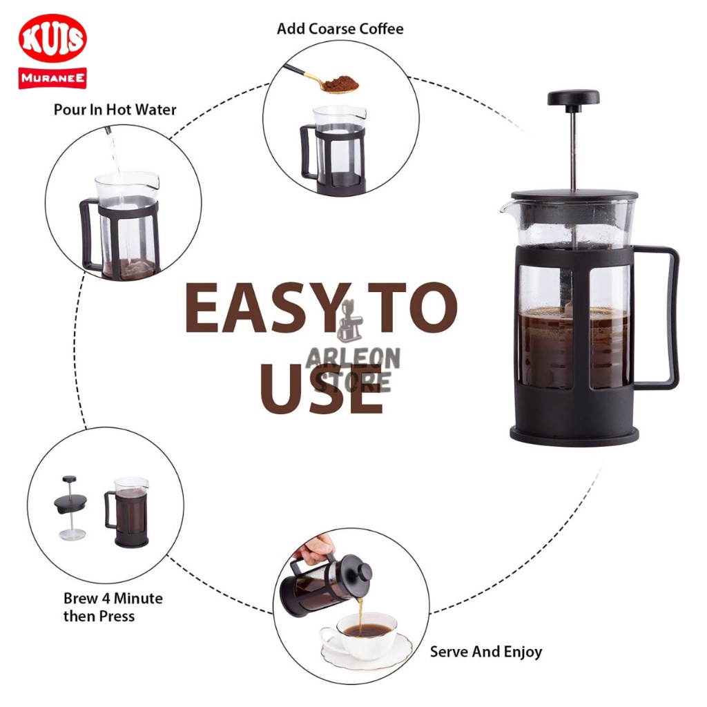 Terlaris French Press Coffee Muranee Coffee Press and Tea Plunger Press Kopi 350ml dan 600ml Beli