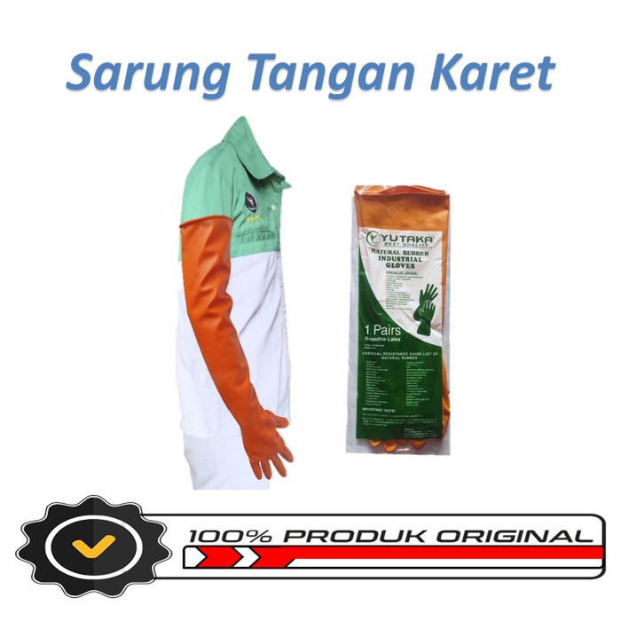 YiY- Sarung Tangan Karet Safety Panjang 56cm Sarung Tangan Karet Latex Tebal Harga Perpasang