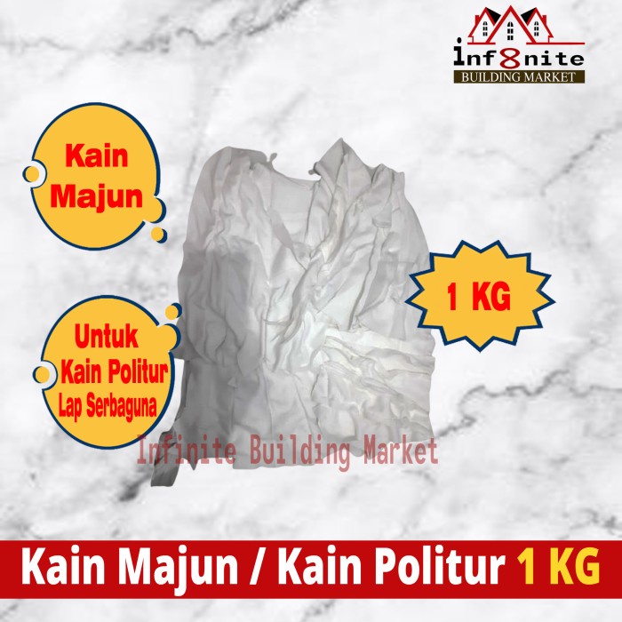 YiY- Kain Lap Majun Perca Katun Kain Politur Kaos Politur Putih 1 KG