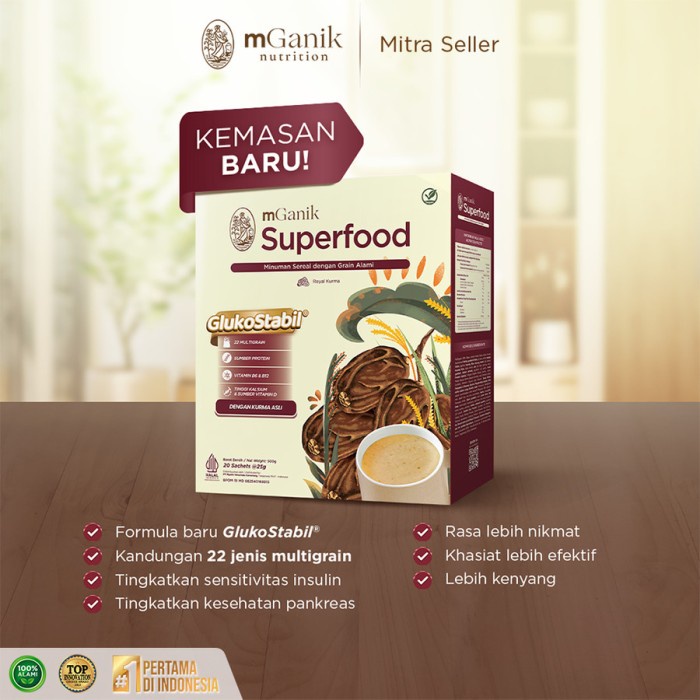 

mGanik Superfood Multigrain 500gr Isi 20 Sachet Royal Kurma - Suplemen Diabetes Gula Darah Tinggi