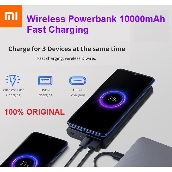 Bagus Power Bank Wireless 10000Mah Fast Charging Original