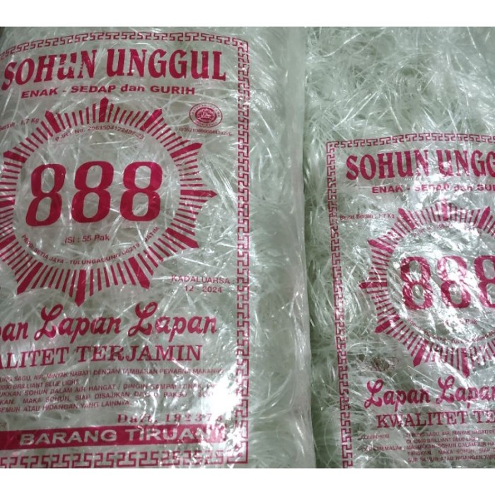 

BISA TERMIN! Sohun Unggul 888 Soun Putih 1 Bal Isi 55 Pak Berat 1.7Kg