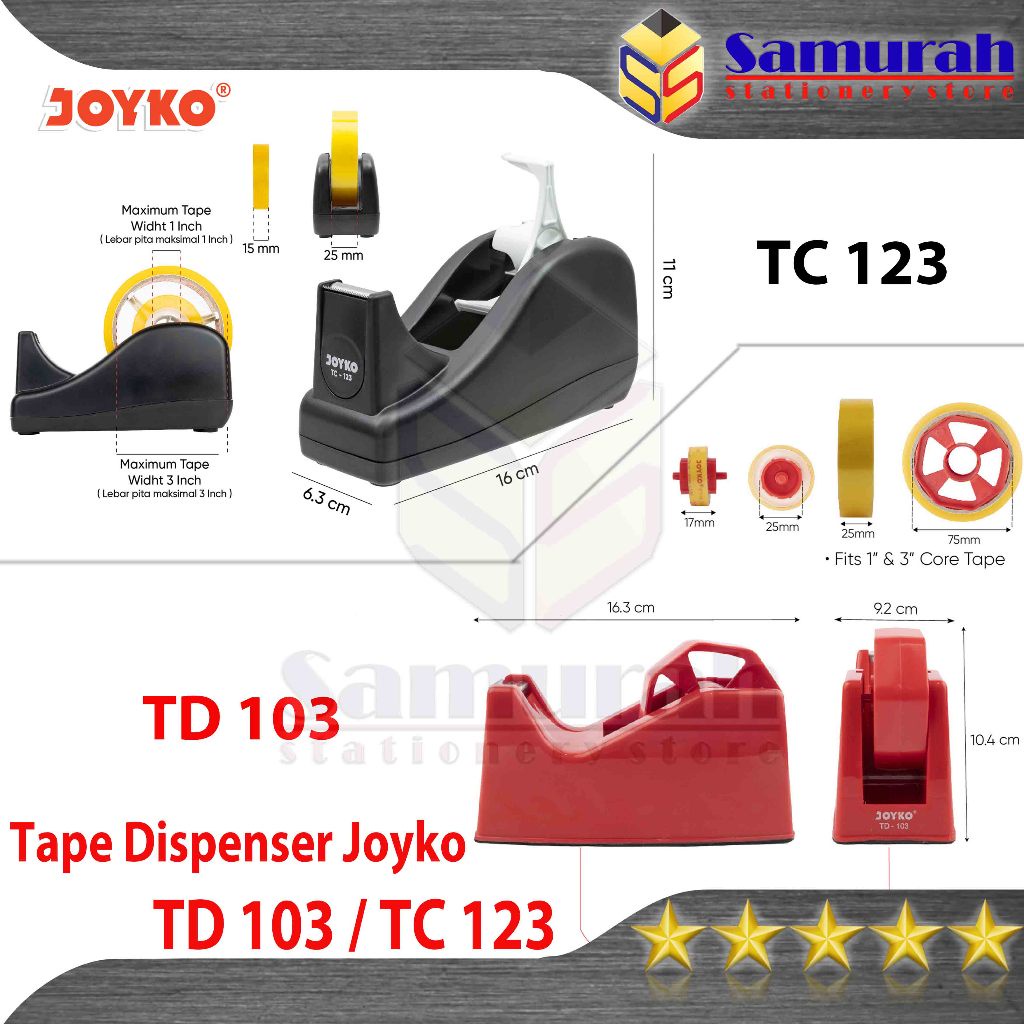 

iK! Tape Dispenser Joyko TD 103 1 In / Tempat Potong Isolasi TD-103 / Cutter Pemotong Solatip 1/2 in