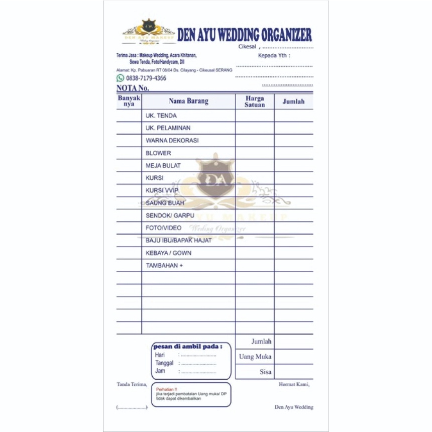 

IK! Cetak Nota Custom 1/3 isi 100 lembar Desain Gratis Bebas Nama Sendiri Y&H Yudha Grafika