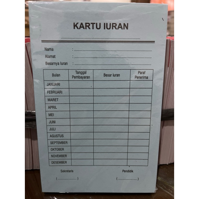 

IK! Kartu Iuran Bulan Januari Polos Isi 50pcs