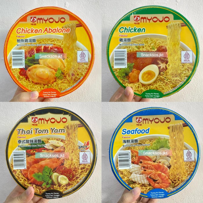

Ready Myojo Noodle Mie Instant Seafood / Chicken / Chicken Abalone / Thai Tomyum