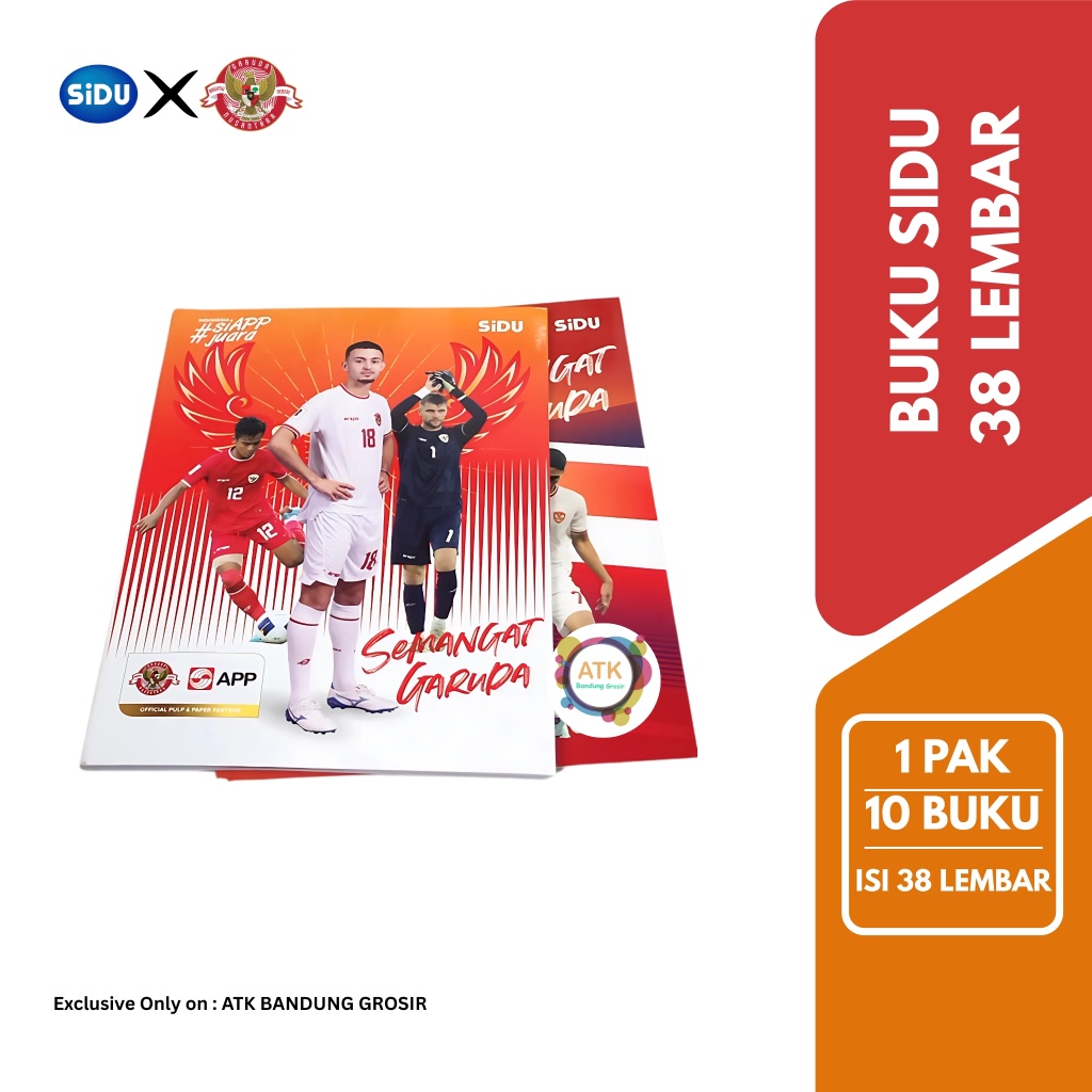 

IK! Sinar Dunia Buku Tulis 38 Lembar (SIDU) x Timnas Cover Collab Ukuran Qwarto - pack (10 buku)