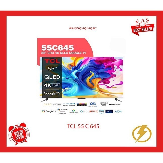 DIGITAL QLED TV TCL 55 INCH GOOGLE TV - 55 C 645
