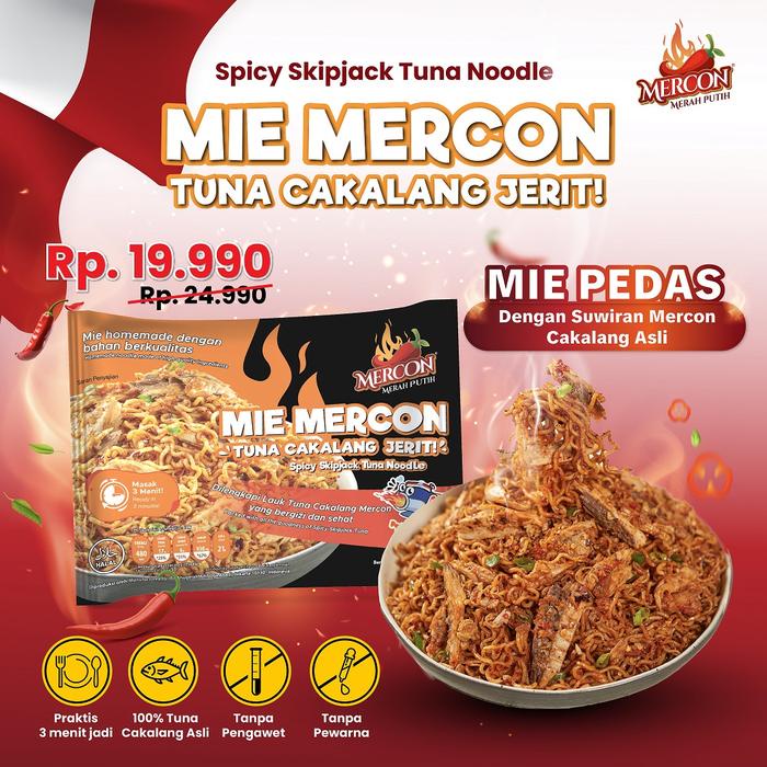

Ready Mercon Merah Putih - Mie Mercon Tuna Cakalang Jerit Mie Goreng Pedas Instan