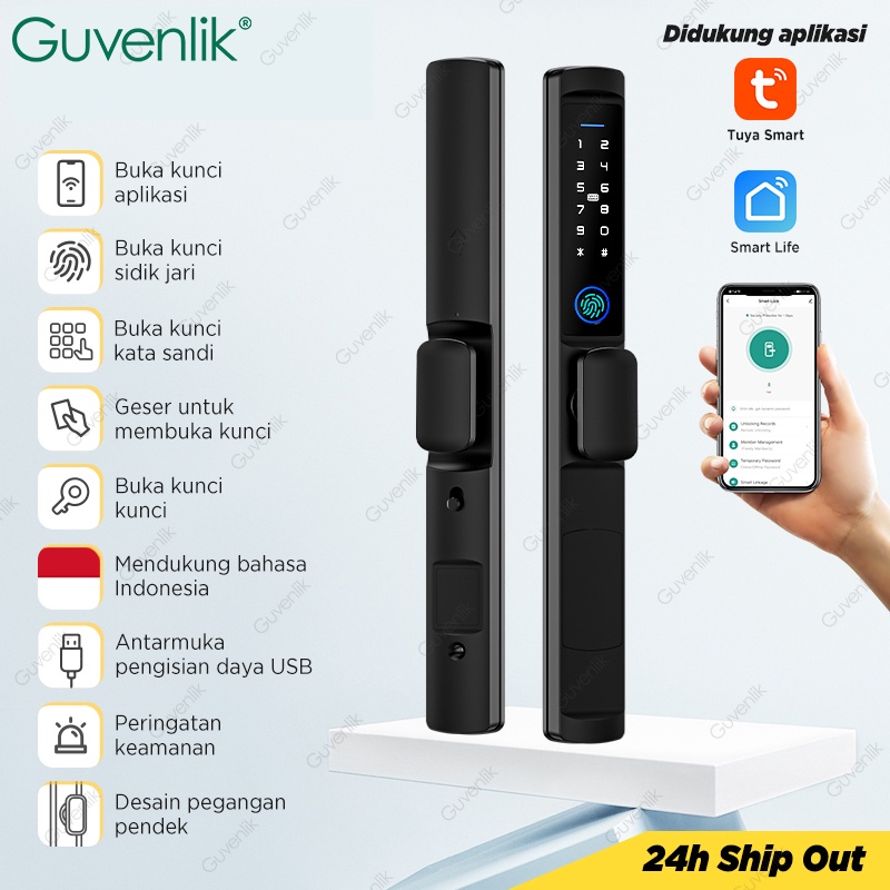 Tuya Smart Door Lock 5 In 1 Kunci Pintu Rumah Kunci Pintu Digital IP66 Waterproof Kunci Pintu