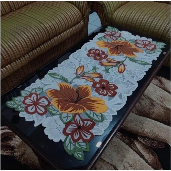 JTTOP" TAPLAK MEJA RUANG TAMU / TAPLAK MEJA TAMU MINIMALIS / TAPLAK MOTIF BUNGA BESAR TAPLAK MEJA