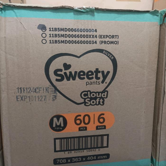 Ready SWEETY SILVER PANTS JUMBO 1 KARTON ISI 6 PCS. S66 M60 L54 XL42 POPOK BAYI EXTRA KERING