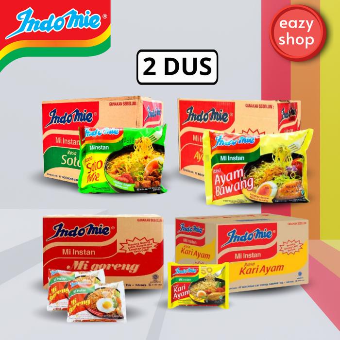 

2 DUS Indomie Semua Varian Goreng Kari Soto Ayam Bawang Mie Instan