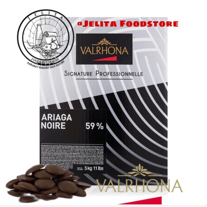 

Promo Valrhona Ariaga Noire 59% Dark Chocolate 500Gr (Coklat Hitam) Cokelat Ready