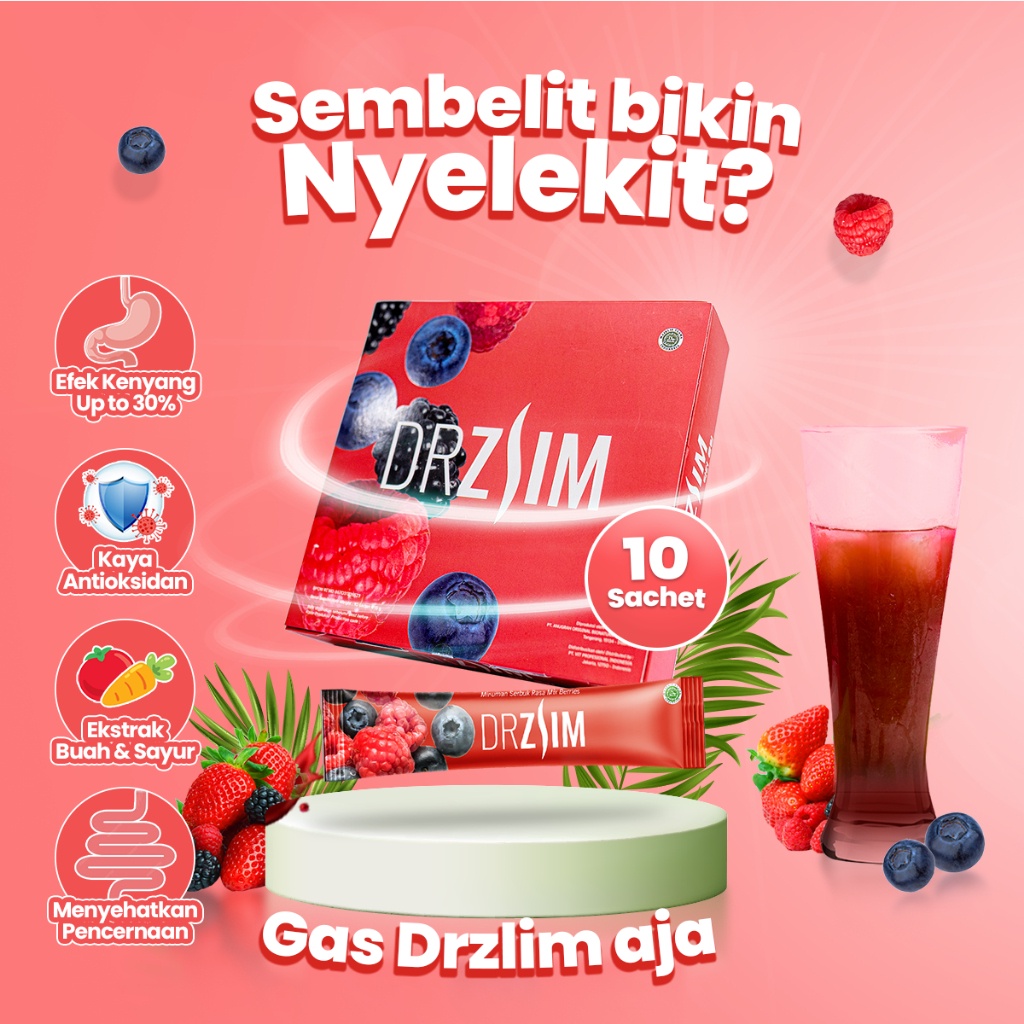 

( PROMO ) DRZLIM Mixberry 1 Box isi 10 Sachet - Detox Fiber Zlim Minuman Slim Diet Detoks Pelancar