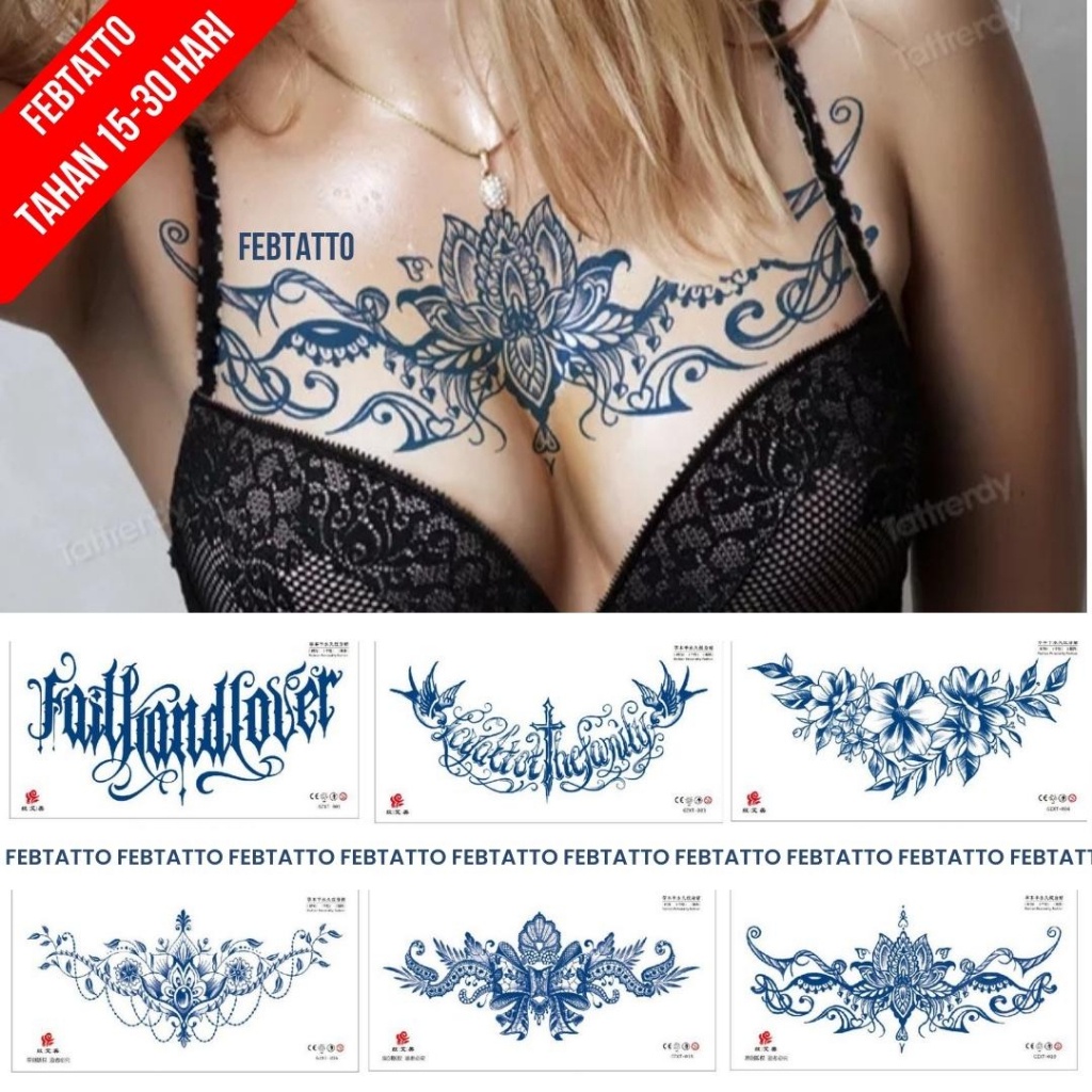 FRUIT INK Tato Semi Pemanent Dada Tahan 1 Bulan Ukuran 28x15cm Tato Lengan Tato Dada Tato tangan