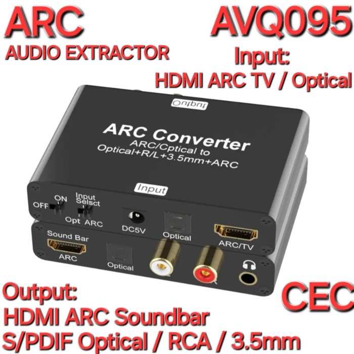 AVPRO AVQ095 HDMI ARC Audio Extractor to HDMI ARC Speaker / SPDIF Optical / RCA / 3.5mm