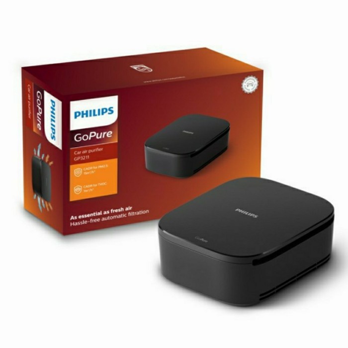 Philips GP3211 GoPure Car Air Purifier - Pembersih Udara Mobil 12V, Filter HESA, Hitam