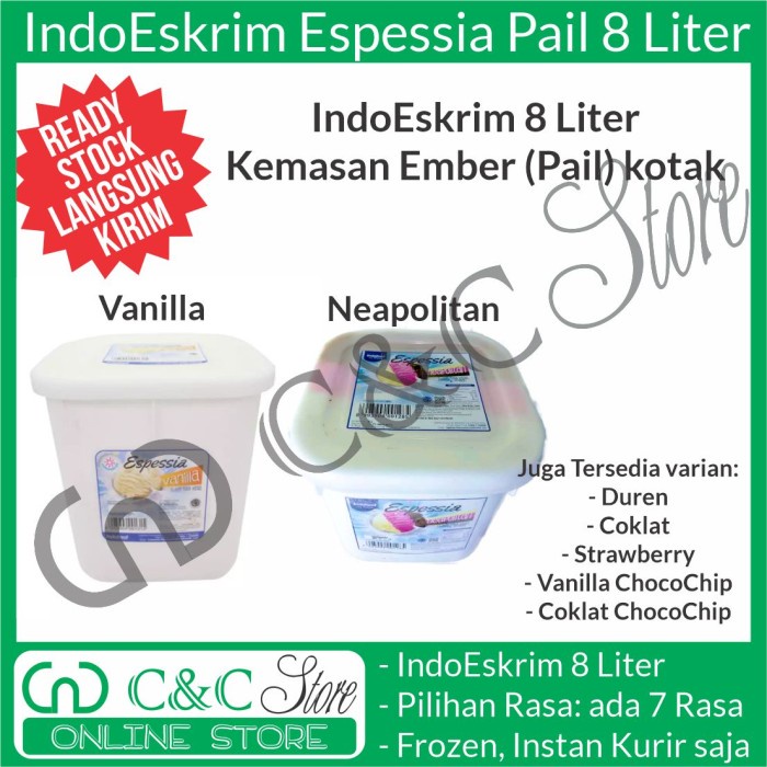 

HJK indoeskrim es krim espessia 8 liter 8L 8liter ember eskrim ice cream