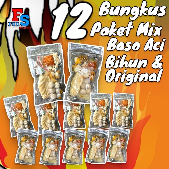 

12 BUNGKUS MIX BASO ACI BIHUN & ORIGINAL FUNSNACK Food Makanan Kuah Kaldu Pedas Bawang Instan Chili