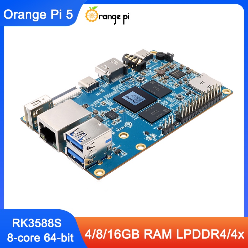 VK Orange Pi 5 4 8 16GB RAM RK3588S 8-Core 64-Bit PCIE Module External WiFi+BT SSD Gigabit Ethernet 