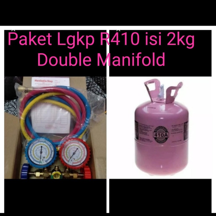 Paket Lengkap isi Freon R410 isi 2kg Double Manifold R410a 410a