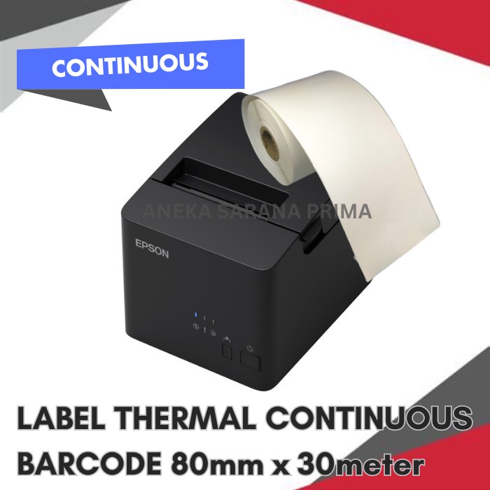 

ATKJaya- LABEL THERMAL 80MM x 30METER KERTAS STIKER BARCODE 80x30 CONTINUES POS