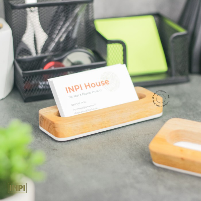 

ATKJaya- Stand Card Holder Tempat Kartu Nama Kayu Akrilik - INPI