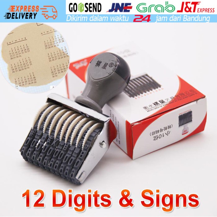 ATKJaya- 12 Digits Stempel Tanggal Lunas Manual Bulan Tahun Nomor Cap Code Date