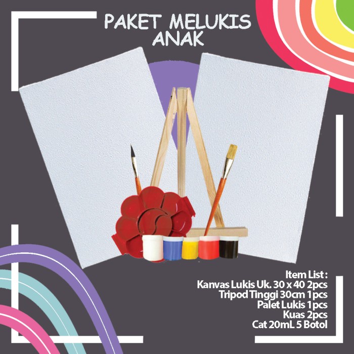 

ATKJaya- Paket Melukis Kanvas Ukuran 30 x 40cm + Easel Komplit Berkualitas