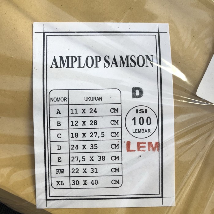 

ATKJaya- amplop coklat samson ada lem 24 x 35cm Guanaco
