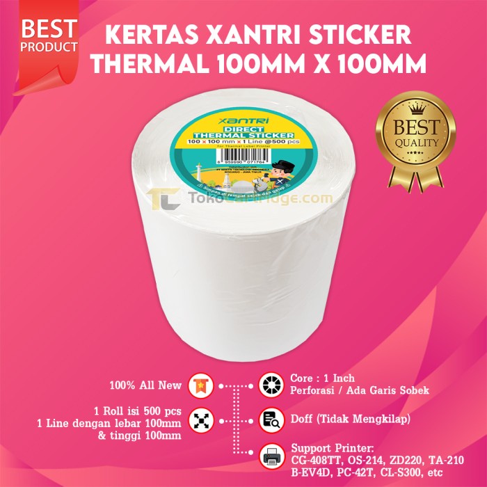 

ATKJaya- Kertas Resi Label Thermal Barcode 100x100 100x150 78x100 Roll 500pcs