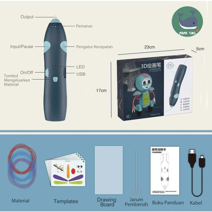 

MAMA SING 3D WIRELESS STEREOSCOPIC PRINTING PEN FOR 3D DRAWING - BERKUALITAS