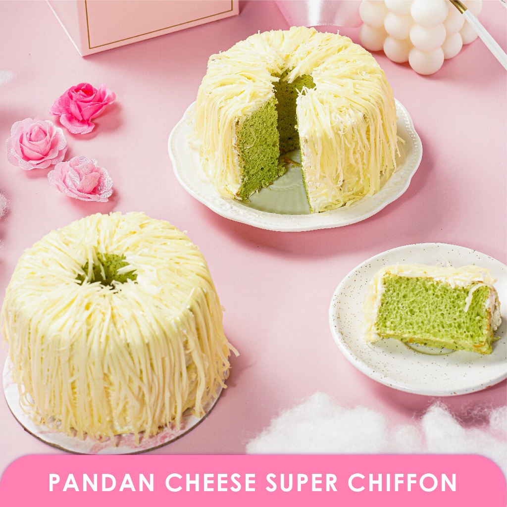 

C BAKES Kue Bolu Chiffon Pandan Keju HALAL - Super Chiffon Cake Pandan Cheese