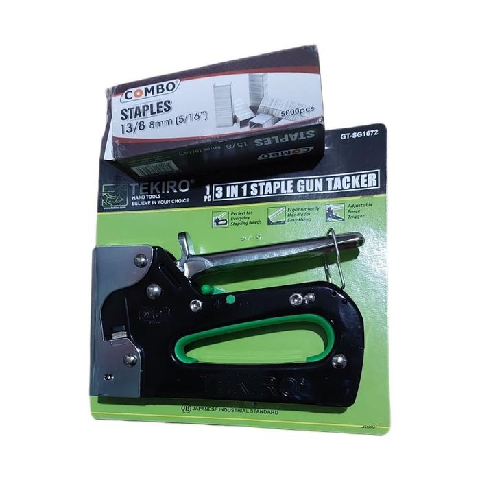 Staples Tembak 6 -14 mm + isi 5000 Pcs - Staples Gun + Refill Tekiro - Staples Tembak Kayu Jok