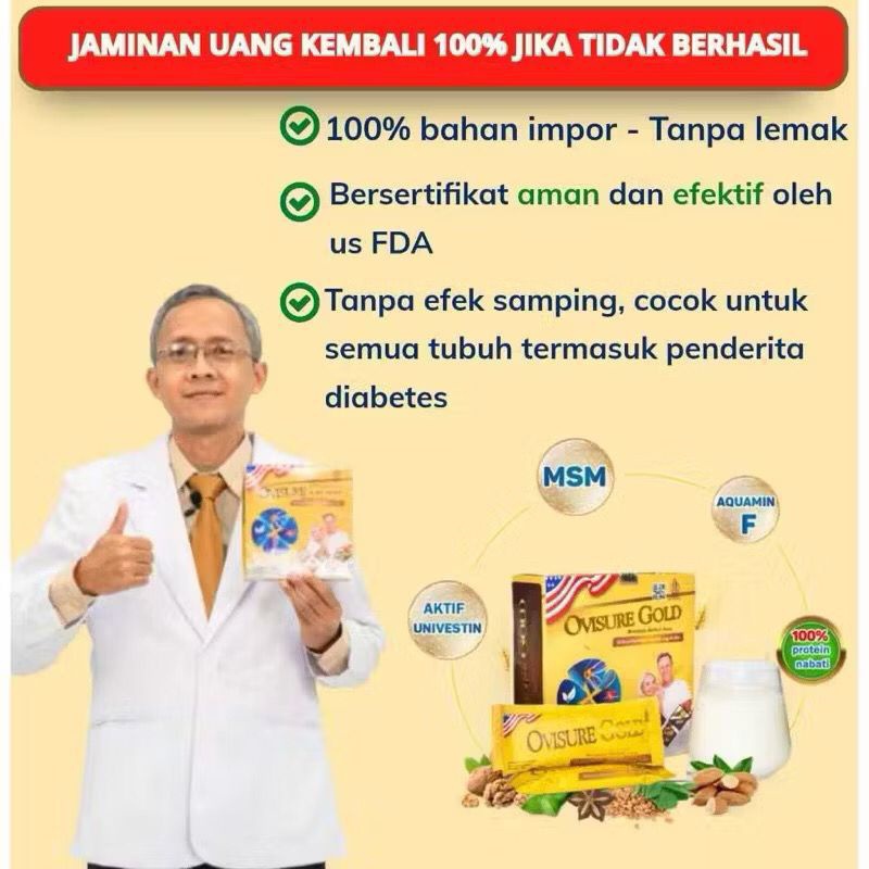 

PAKET 1 BOX OVISURE GOLD KEMASAN TERBARU MILK SUSU OBAT TULANG DAN SENDI YG SEHAT 100% DIMFOR USA