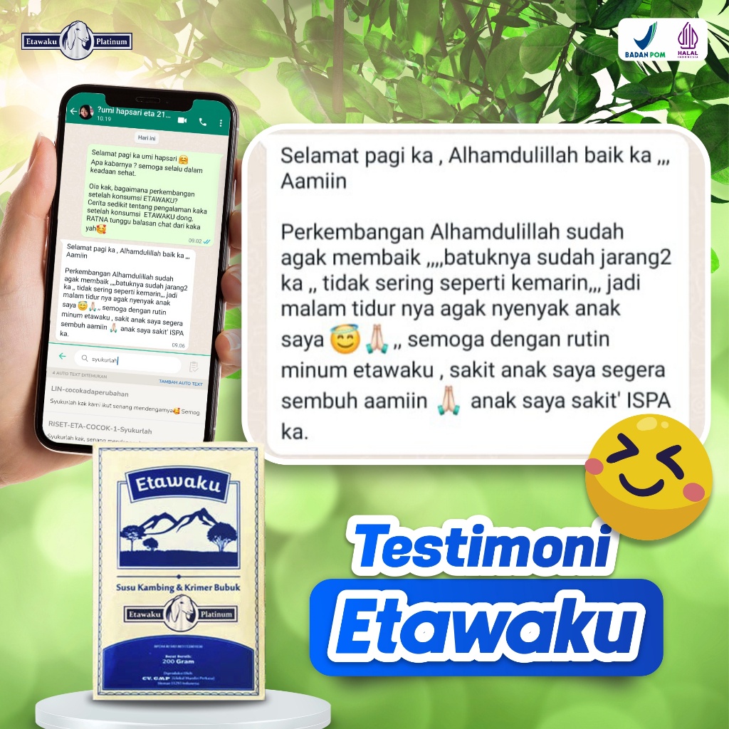 

Etawaku Platinum Susu Kambing Segar Etawa Bubuk Krimer Nabati Atasi Masalah Pernafasan Isi 200 Gram