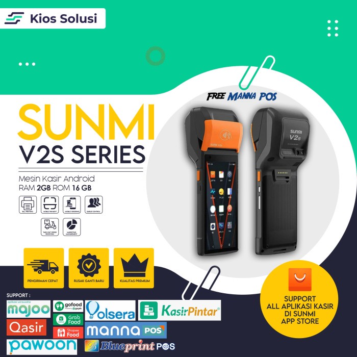 

Mesin Kasir Portable Android Sun V2S 3GB/32GB Printer Label 58mm Non GMS DiskonJual MurahHarga