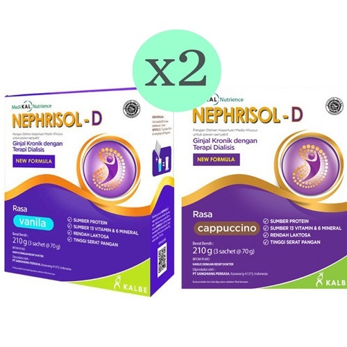 

NEPHRISOL - D VANILA CAPUCINNO PAKET 2 KOTAK 210 GR NEPHRISOL-D 210GR SSKD