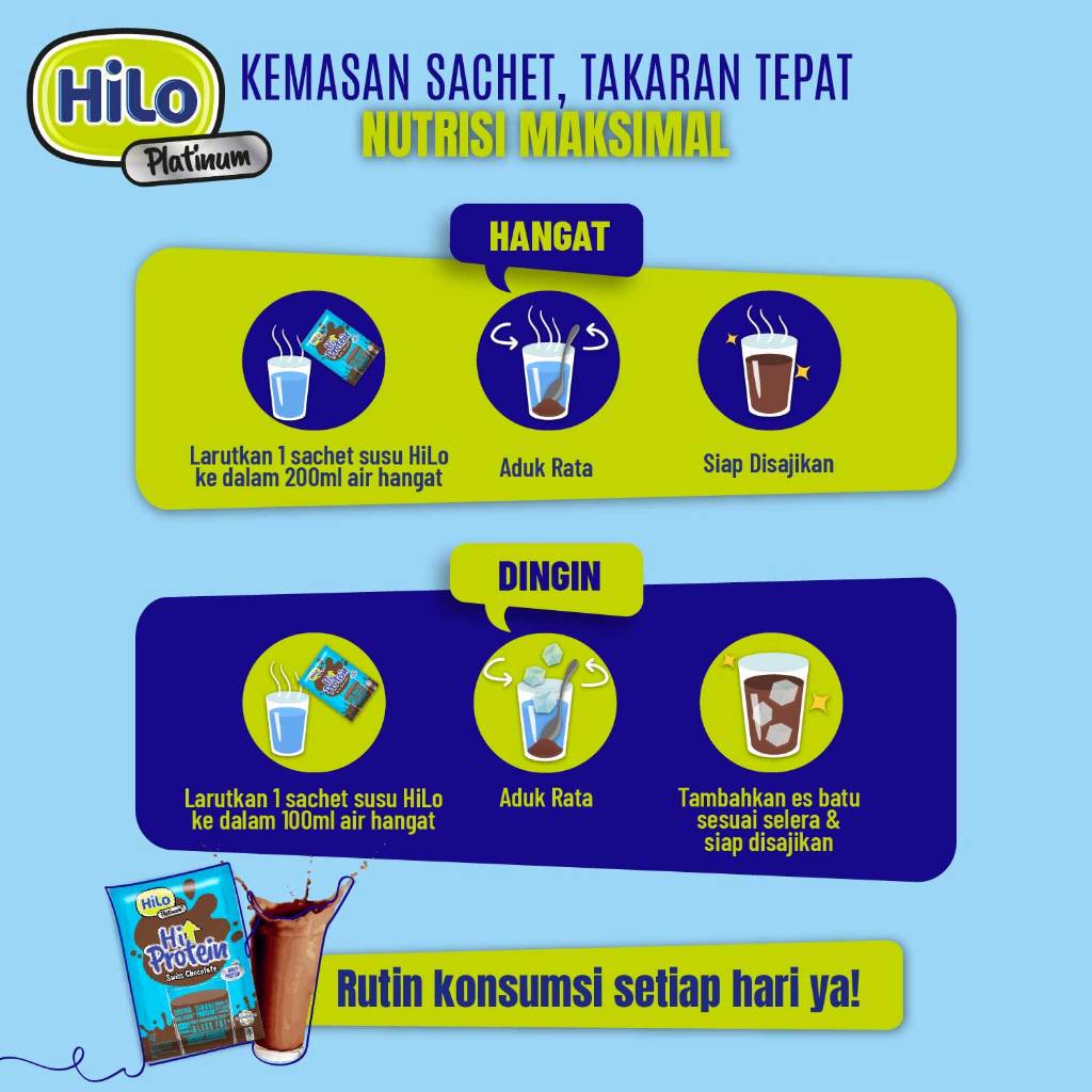 

Twin Pack - HiLo Platinum Swiss Chocolate (12 Sch) - Susu Tinggi Kalsium dengan Glukosamin & Omega 3